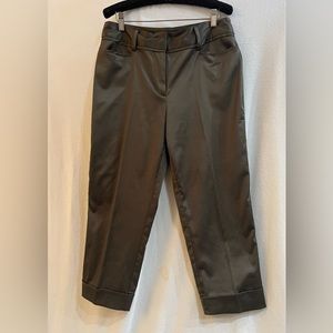 Brown size 8 cropped “satin look” cropped pants w/cuffed bottom by Ingredients.